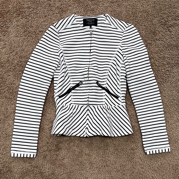 Zara Trafaluc Striped Peplum Blazer Jacket - Picture 1 of 4